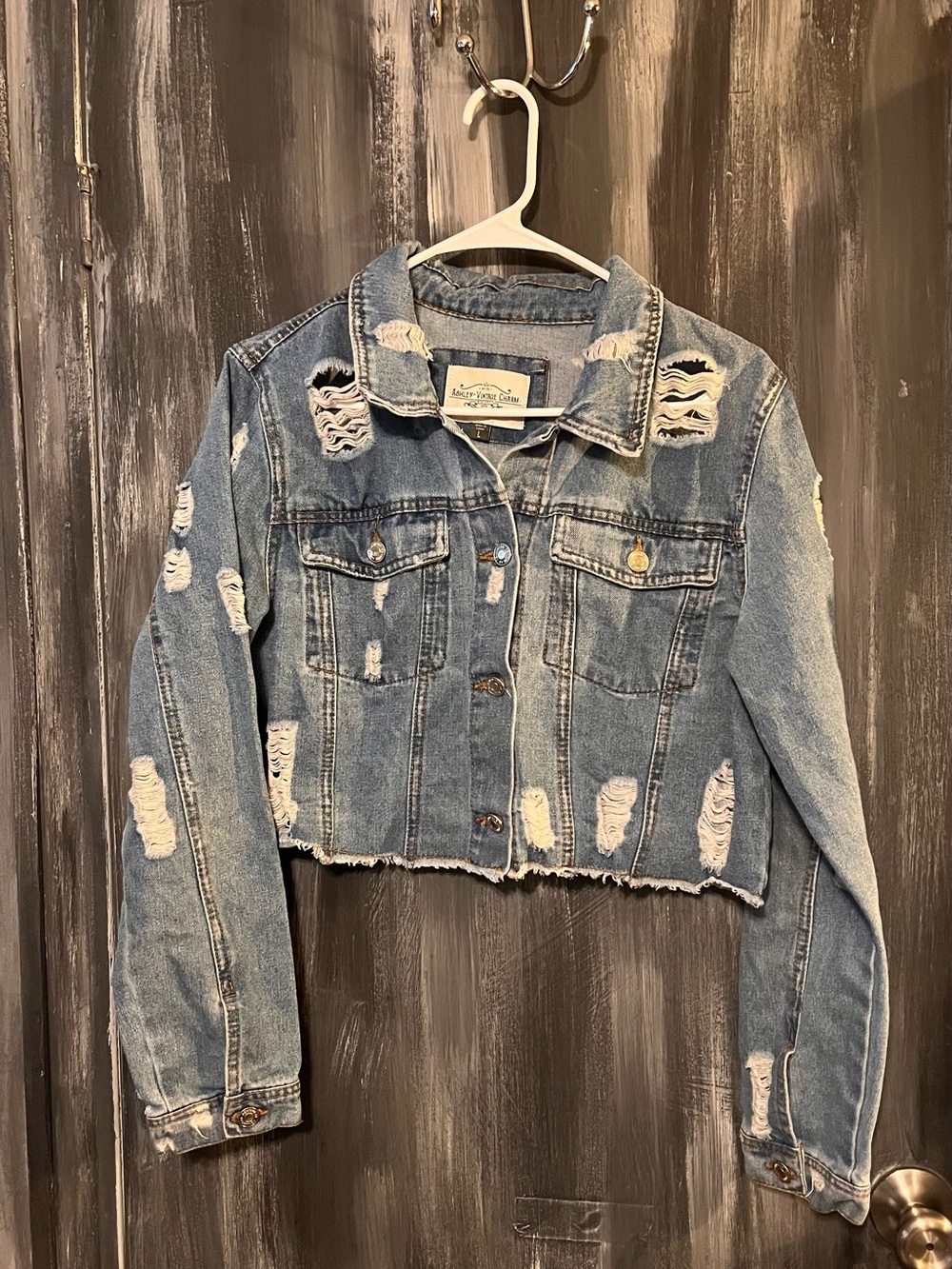 Ashley By 26 International Light Blue Distressed Denim Jacket